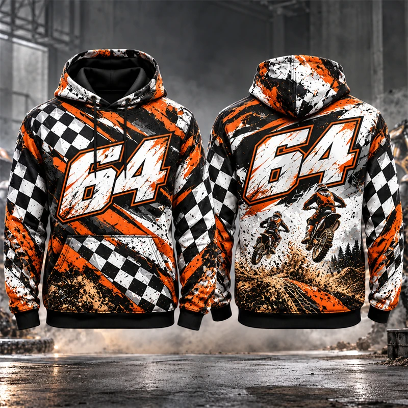 3D Printed Racing Customized Number Geometric Bike Rider Pattern Hoodie Men Trend Cool Sweatshirt Sports Unisex Daily Hoodies