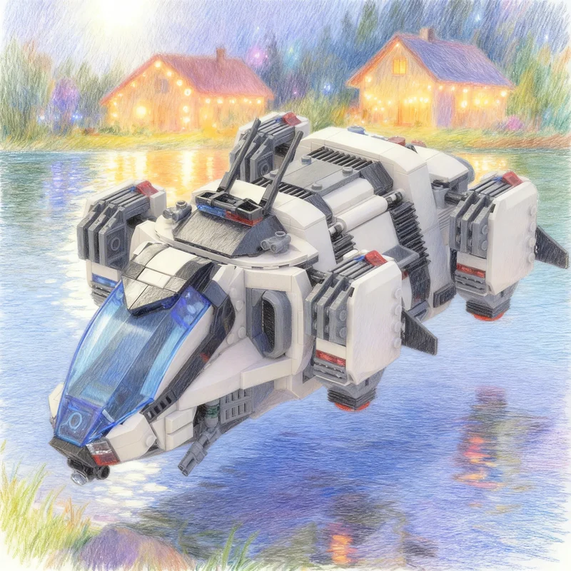 

759pcs MOC Police AV Dropship Space Police III Model Building Blocks Architecture Toys Christmas Gifts Education Kids Idea Toy