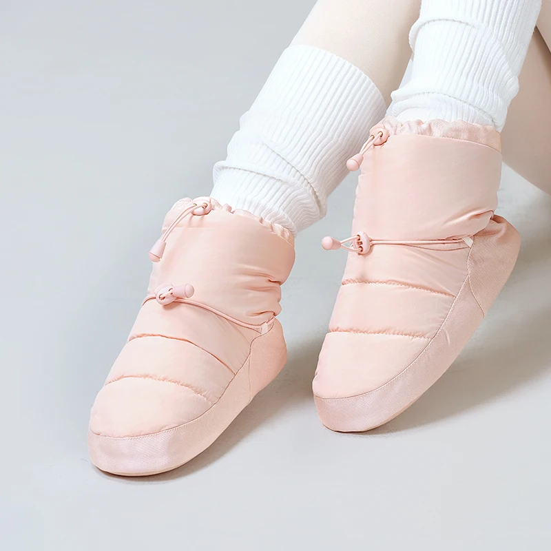 Warme Ballettstiefel für Damen mit Schnalle, rutschfeste Stiefel für den Innenbereich, niedrige Stiefel, Aufwärm-Trainingsschuhe, Winter-Ballerina-Booties