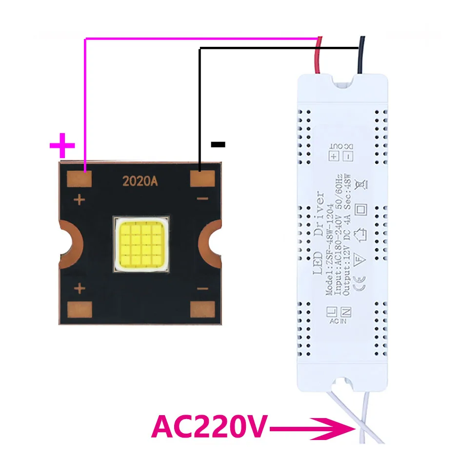 

A Set of DC12V 4A 48W driver with led chips For Light 12V Chip Spotlight Led Lamp Car Headlight Bulbs 7000-8000K Coolwhite