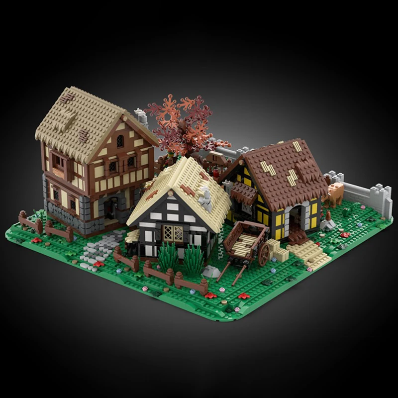 Spot MOC-198833 Medieval House Medieval Village Diorama Small Particle Assembled Building Blocks Building Castle Model Toy