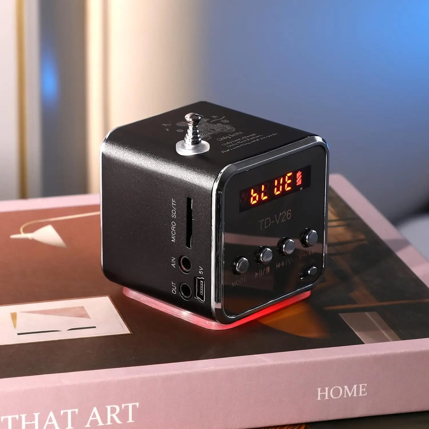راديو رقمي FM سماعة لاسلكية تعمل بالبلوتوث، مشغل MP3 محمول، شاشة LCD، مكبر صوت ستيريو عالي يدعم بطاقة SD/TF