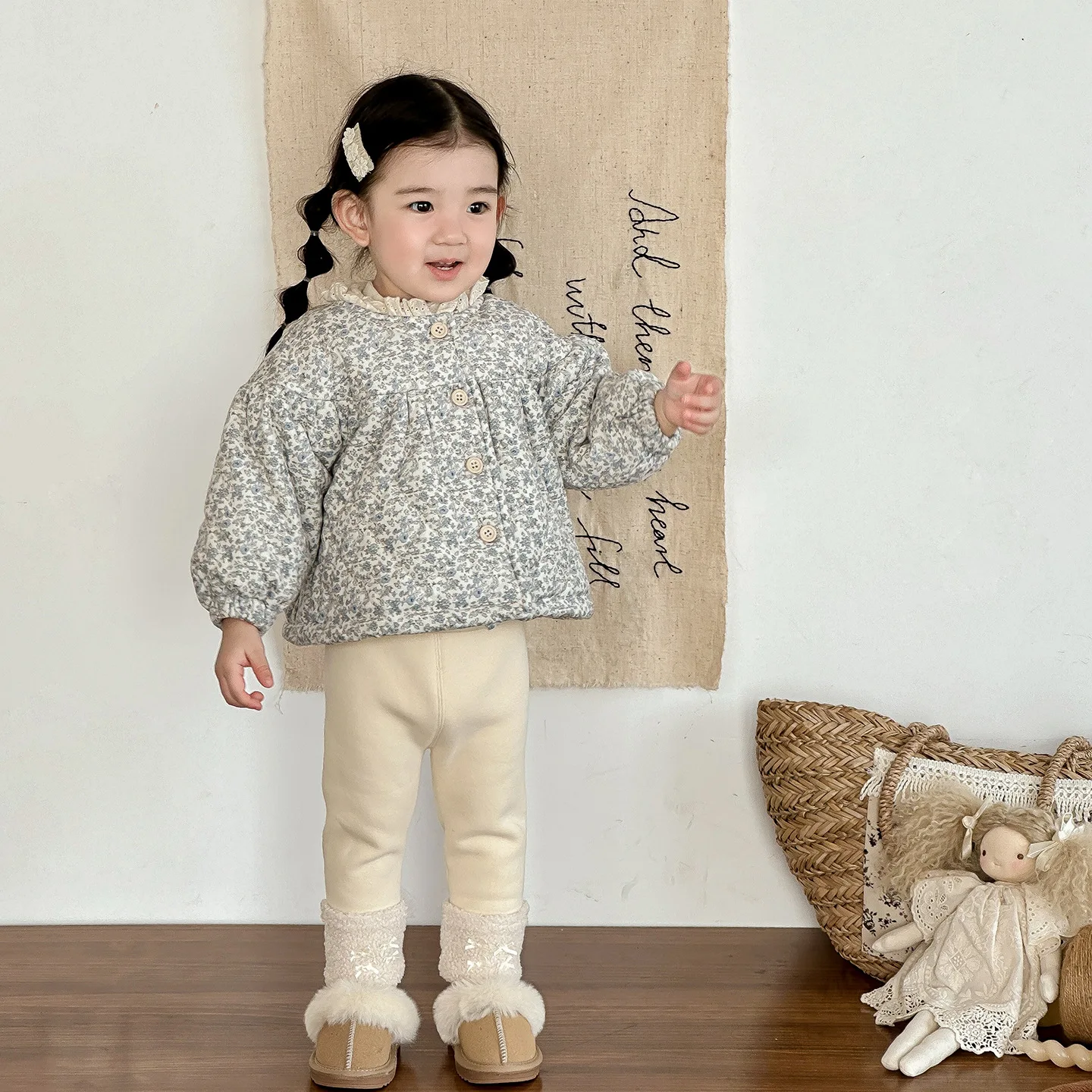 

Baby Girl Children's Clothes Set Winter Thicken Warm Toddler Girls Parka Solid Kid Girl Shirt Butterfly Bow Mid Thermal Leggings