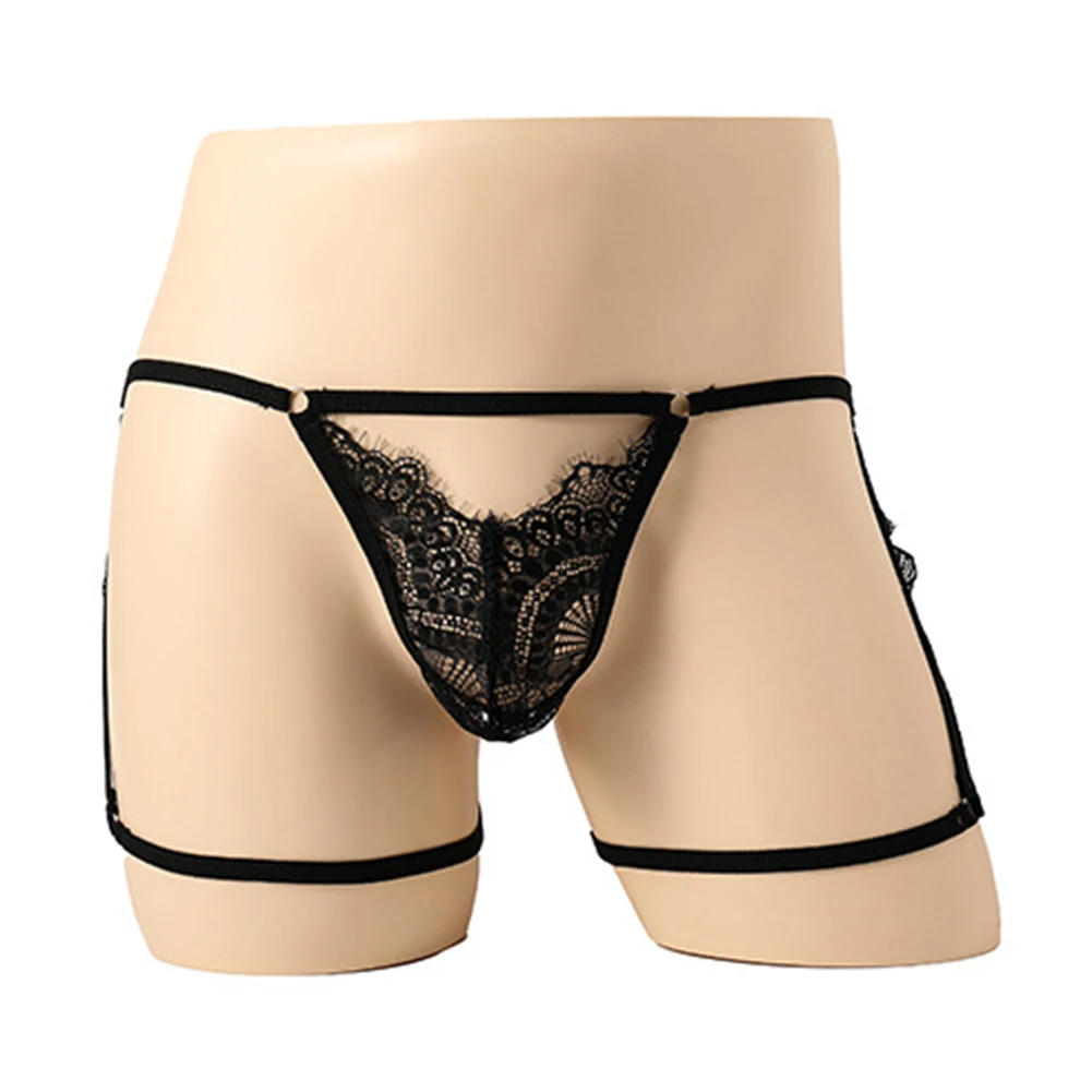 Sous-vêtement slim en dentelle pour homme, lingerie fine, string G, culotte pliable