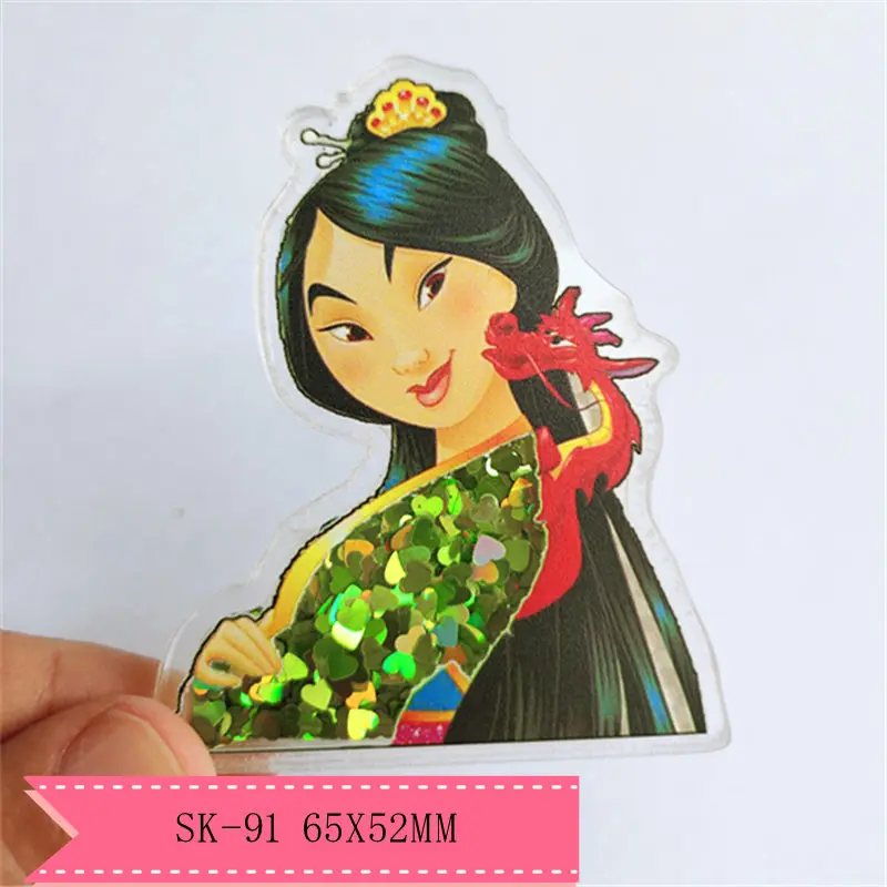 1pcs cartoon mulan Quicksand Acrylic Sequins custom Shaker Resins DIY bow center SK-91