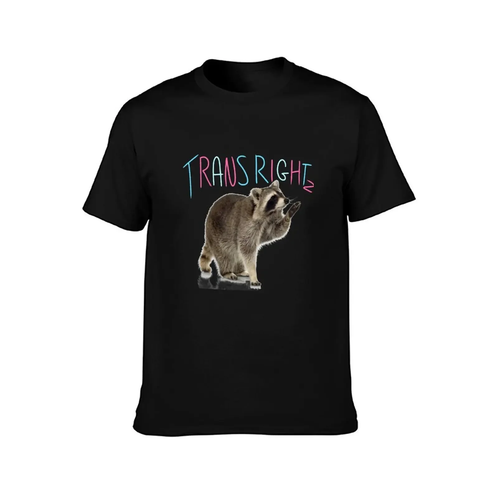 Racoon Says Trans Rights T-Shirt T-shirts man anime tshirt vintage t shirts Clothing mens t shirt graphic