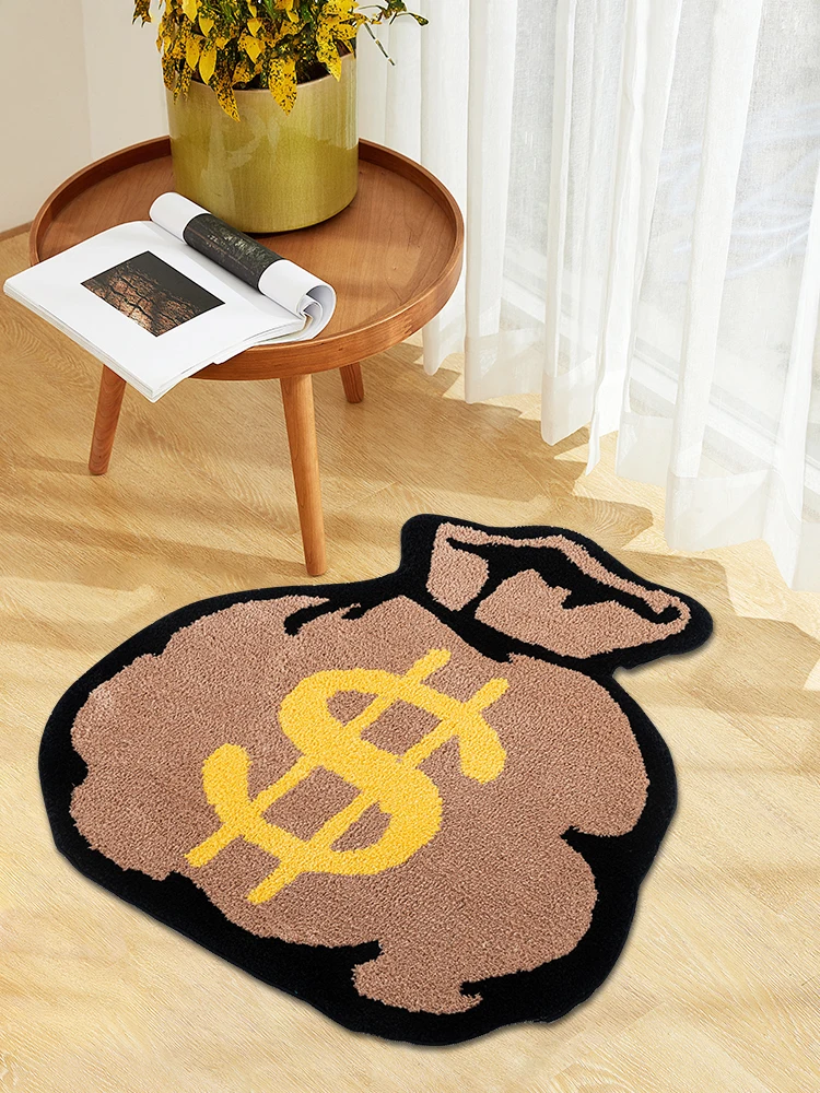 Dollar Cash Money Bag Tufted Rug for Living Room Bedroom Soft Bathroom Mat Trendy Dollar Money Art Rug Home Decor Floor Mat