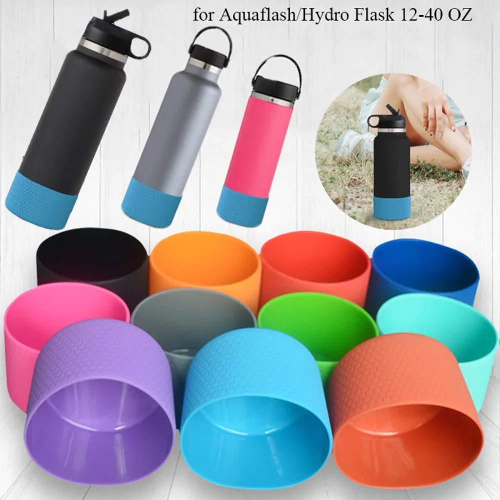 For Aquaflash HydroFlask And More 12-40 oz Anti-Slip Bottle Bottom Sleeve Cover Hexagon Texture Water Bottle Pad Protective Case