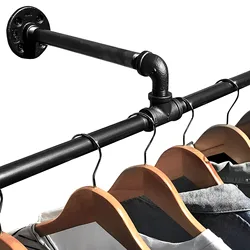 GIEMZA Black Shelves for Wall Mount Iron Pipe Shelving Industrial Tube 19in Metal Storage Shelf Bracket No Planks