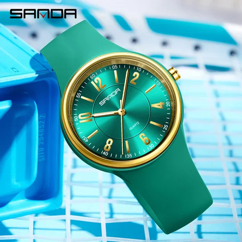 Imagen 1 del producto SANDA 6295 Reloj de cuarzo de moda para hombres y mujeres Esfera grande simple 3ATM Reloj de estudiante con pantalla luminosa ligera resistente al agua