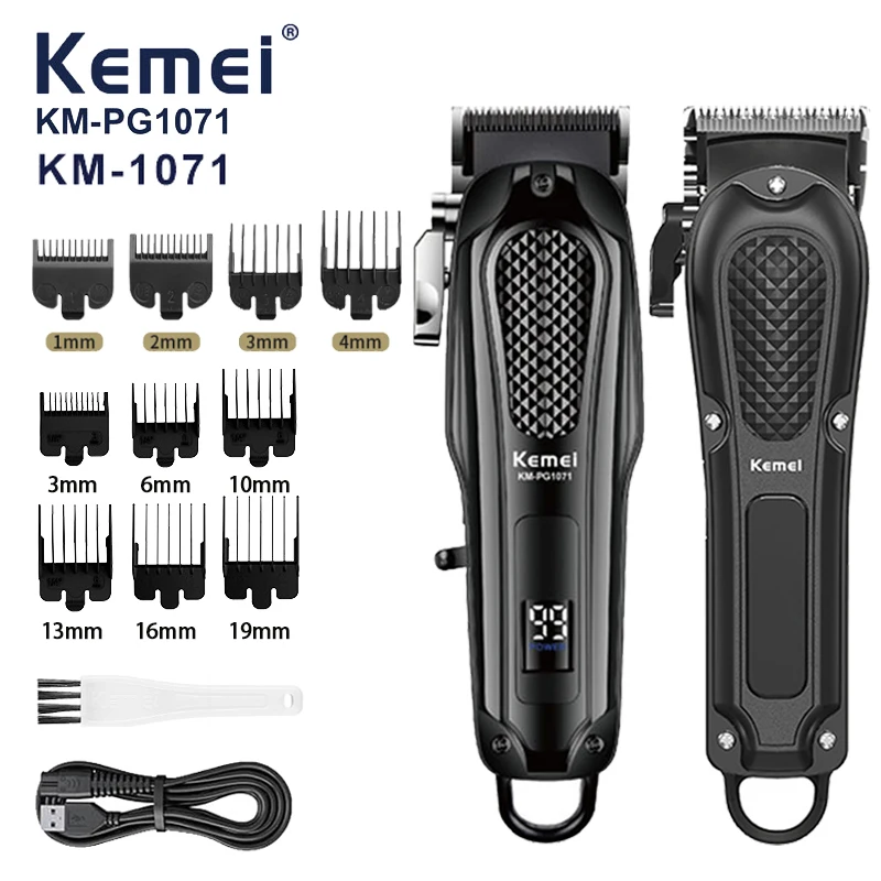 Kemei KM-1071 Electric Hair Clipper UBS Rechargeable Cordless Beard Trimmer Men Powerful Electric Hair Clipper Trimming Tool