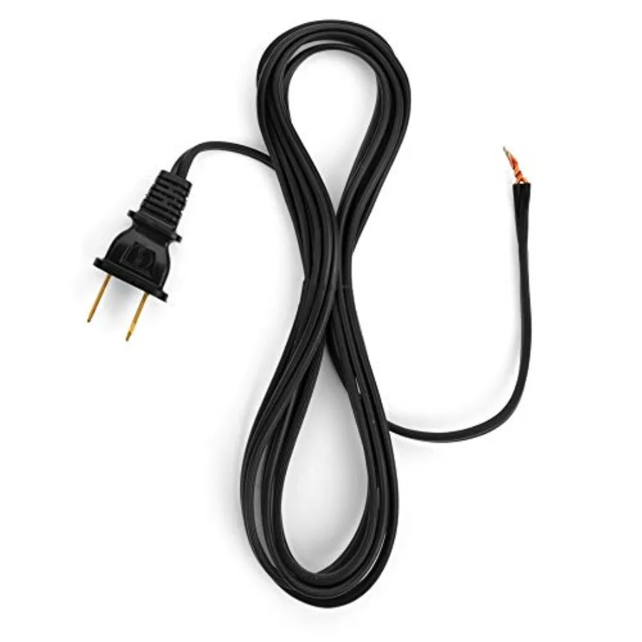 Lamp Cord, Vinyl Covered Replacement Electrical Wire, DIY Repair for Table and Floor Lighting Fixtures, Polarized Molded Plug,