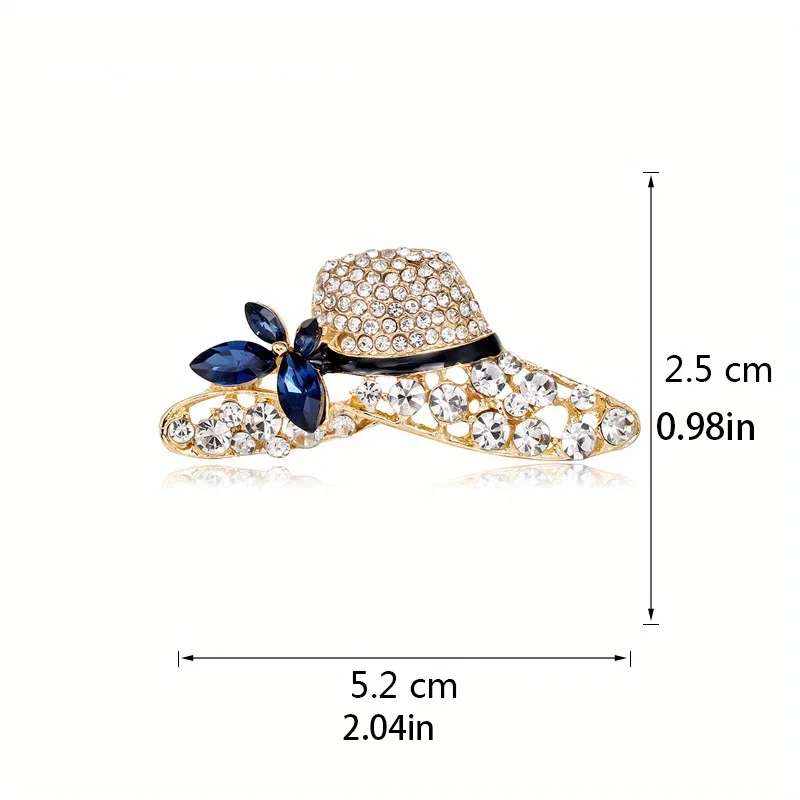 Vintage Rhinestone Hat Luxury Brooches for Women Classic Straw Cap Drop Oil Brooch Pin Clothing Suit Accessories Corsage