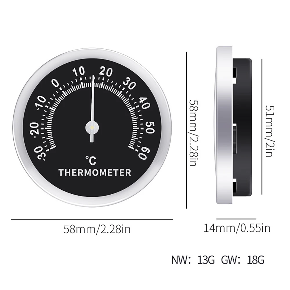 58mm Temperature Gauge Monitor Indoor Outdoor Thermometer Round Analog Temperature Meter for Home Wall Room Incubator Tank
