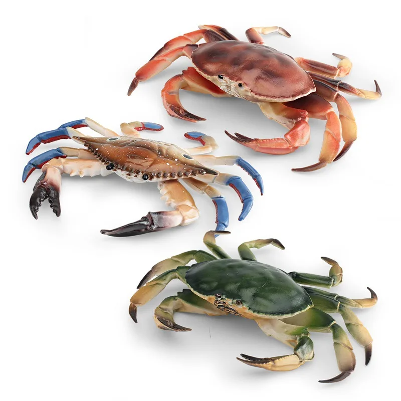 Simulation Marine Animal Crab Model Fun Three-eyed Crab Pike Crab Bread Crab Desktop Decorative Ornaments Children Toys Gifts