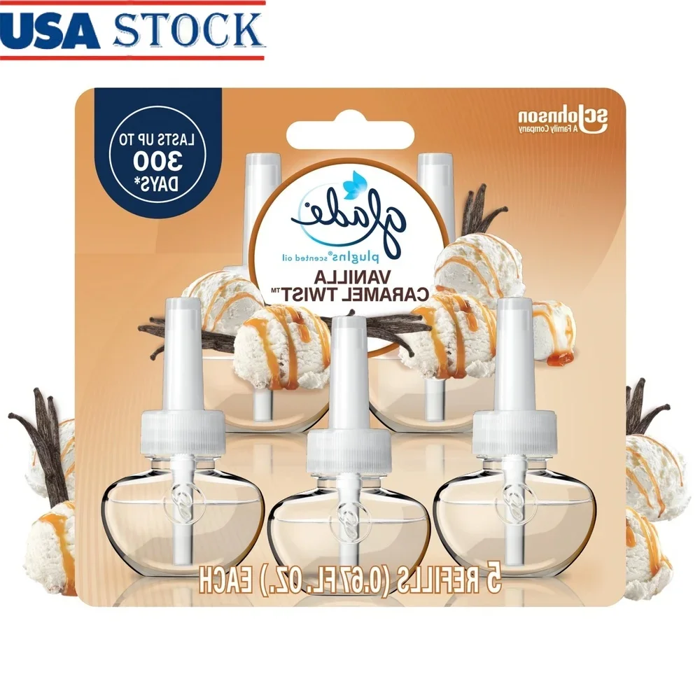 

PlugIn сменные стержни для освежителя воздуха, ванильные карамельные эфирные масла, 5-счетный домашний диффузор аромата, усилитель настроения