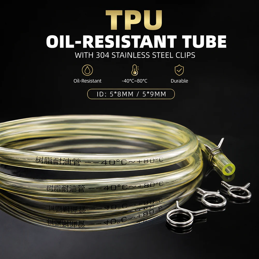 5*8/5*9mm TPU Tube+304 stainless steel clamp Bending resistant/mechanical equipment water pipe oil pipe combination