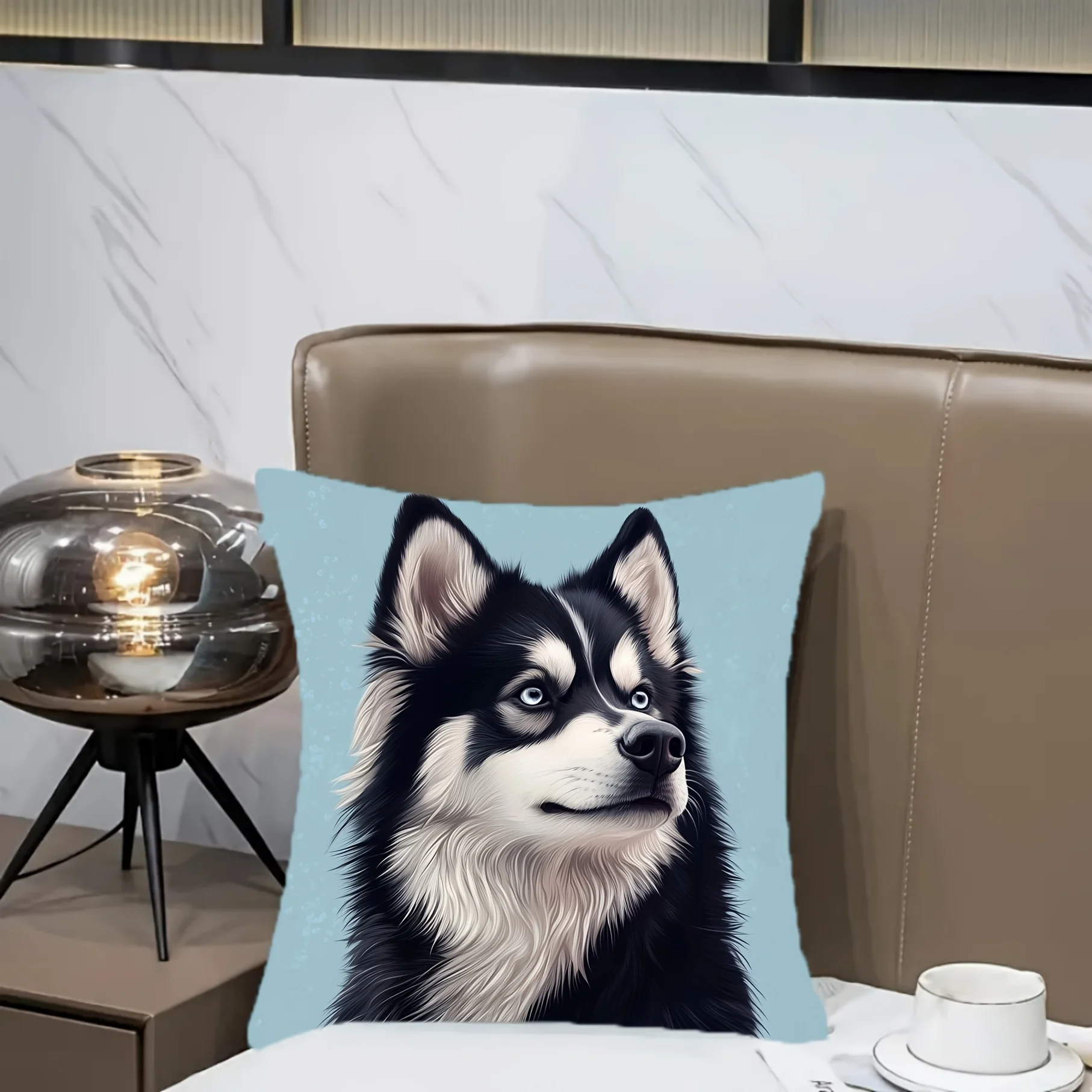Realistic Husky Dog Throw Pillow Cover Cushion Case for Pet Lovers Decor Accent Pillow 40x40cm Dog Art Gift
