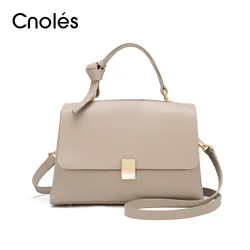 Cnoles-Sac à main en cuir souple pour femme, marque de mode, cartable, sacs fourre-tout initiés, poignée supérieure, sac à bandoulière, bretelles parfaites, 2023