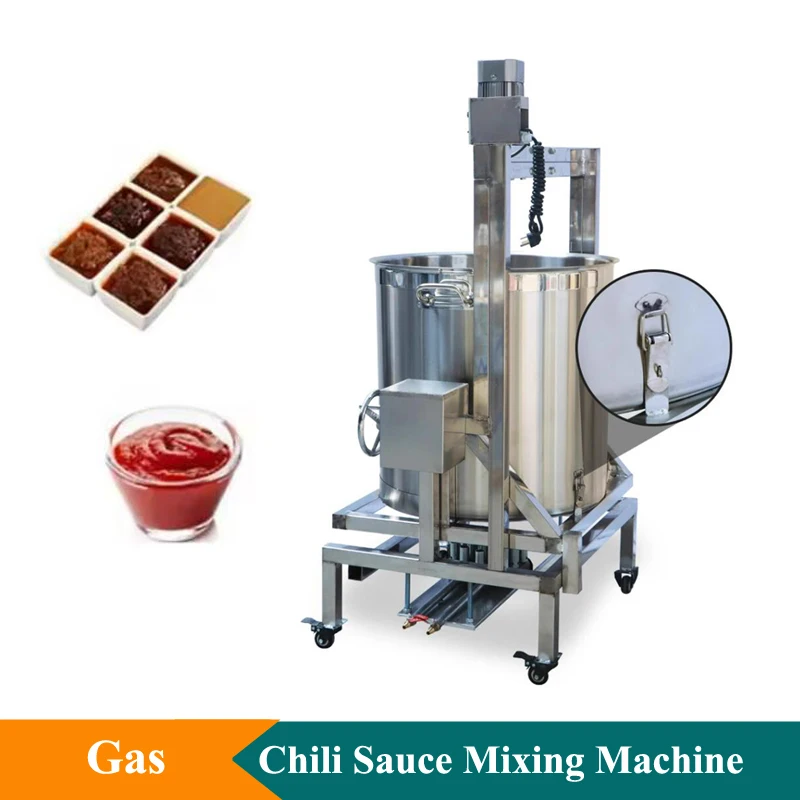 Automatic Gas Heating Stirring Cooking Mixer Machine Electric Hot Pot Ingredient Mixer Machine Chili Sauce Making Machine