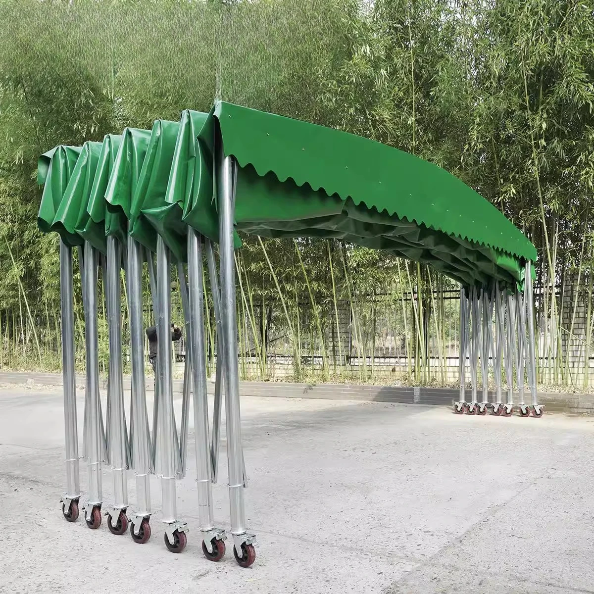 

Customized outdoor large-scale mobile push-pull canopy sunshade factory warehouse shed waterproof telescopic carport gear tent