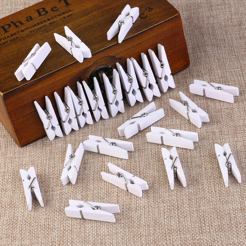 100 قطعة مقاطع صور خشبية صغيرة مشابك الغسيل الطبيعية 2.5 سنتيمتر للمشروعات الحرفية معلقة صور الديكور مقاطع الصور #2