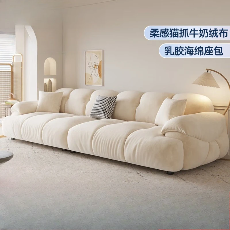 

Sofa fabric living room small apartment simple 2025 new straight row cream cat scratching cloth