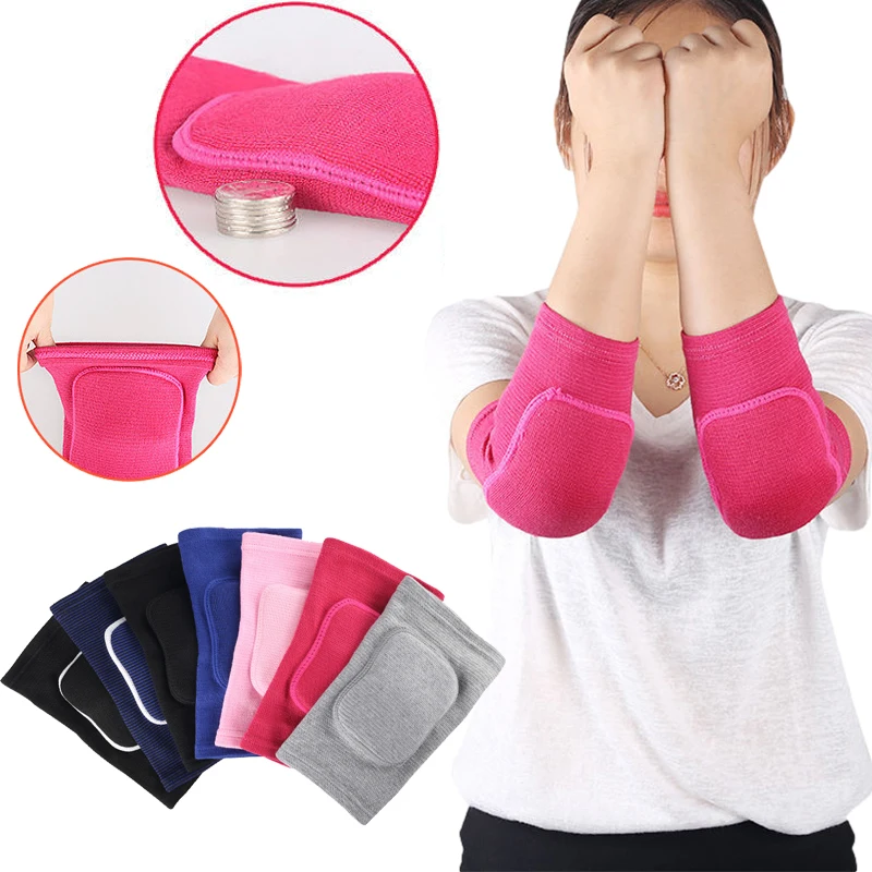 1Pair Elastic Elbow Pads Thickened Sponge Elbow Protectors Knee Guard Breathable Dancing Basketball Volleyball Arm Sleeve Pads