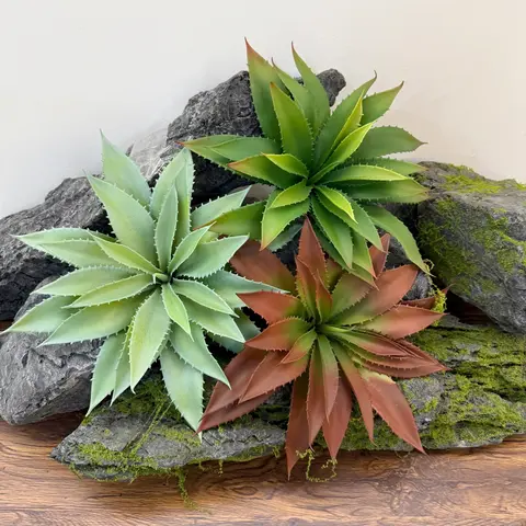 3 Colors Artificial Agave Succulent Plants Realistic Faux Greenery for Home Garden Plant Wall Terrarium DIY Indoor Outdoor Decor
