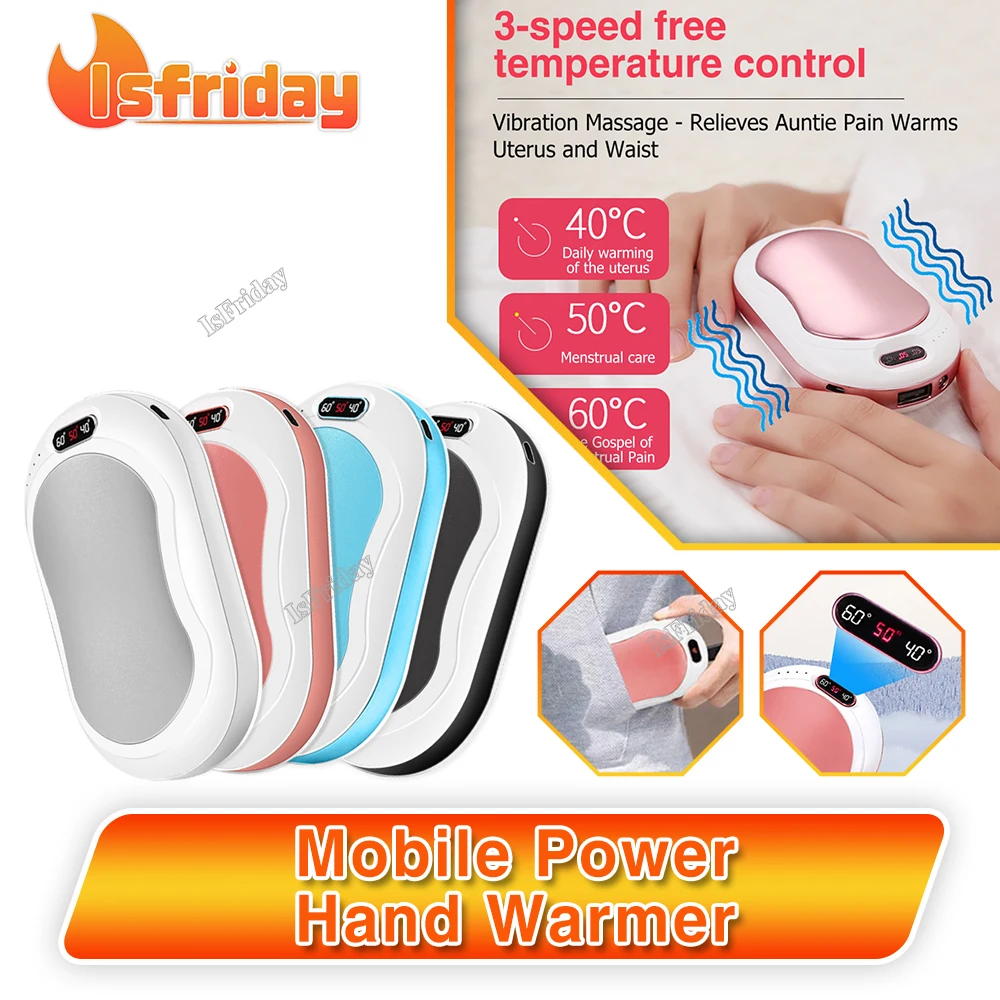 Hand Warmer Sleeves Stove Warmers Rechargeable 10000mah Portable Battery Double Side Heating Temperature Display Handy Warming