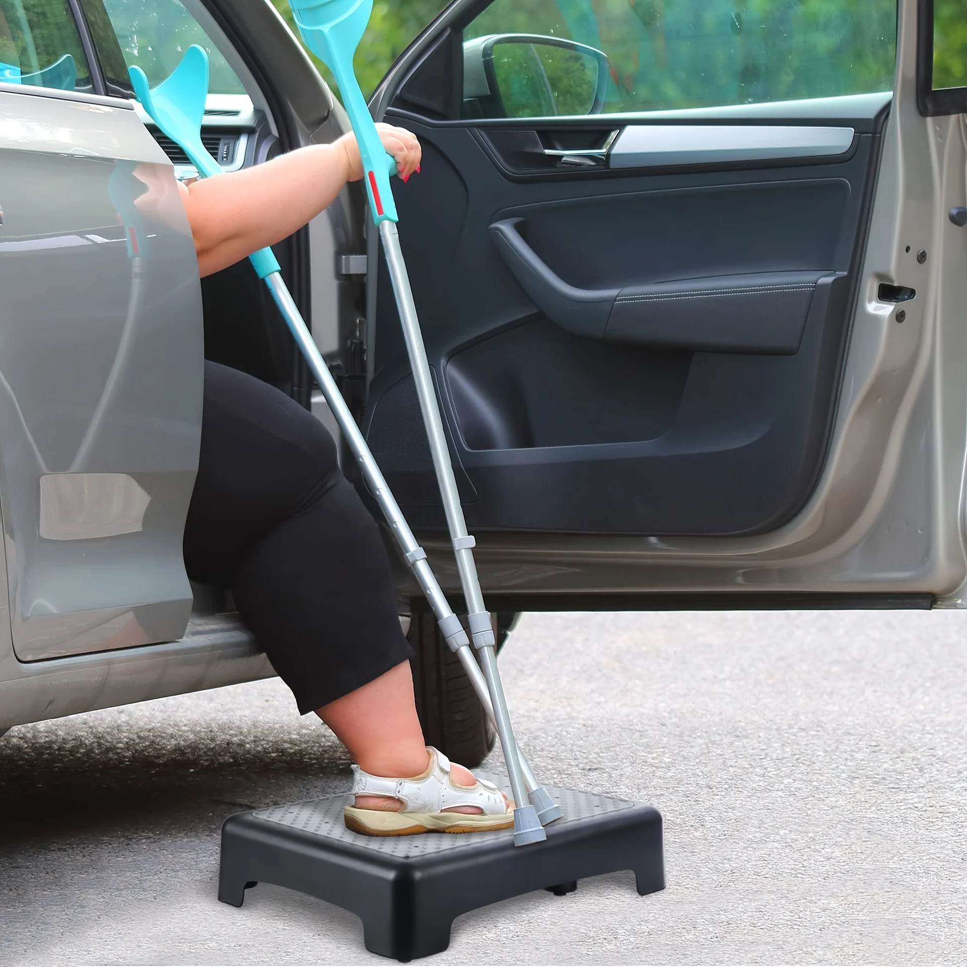 1 قطعة مقعد متحرك بخطوة واحدة، جهاز مساعد ذو منصة صغيرة غير قابلة للانزلاق للاستخدام الداخلي والخارجي لكبار السن