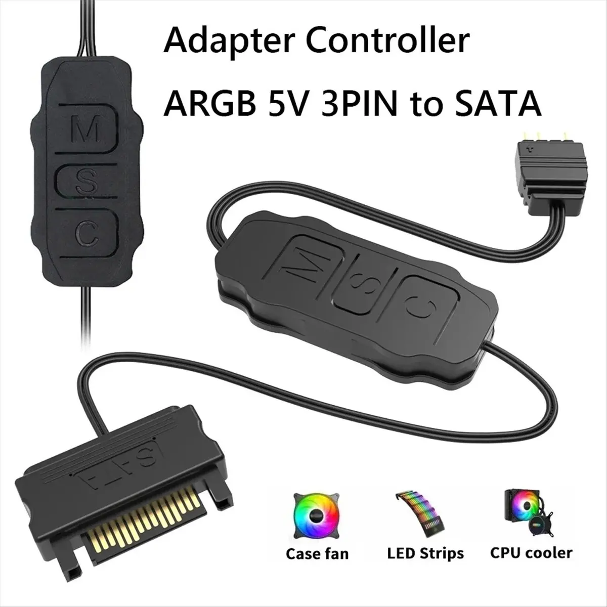 【~ New A65I】2Pcs 5V 3Pin ARGB Controller SATA RGB Controller 3PIN Hub for Computer Cpu Case Cool Fan LED Light Radiator