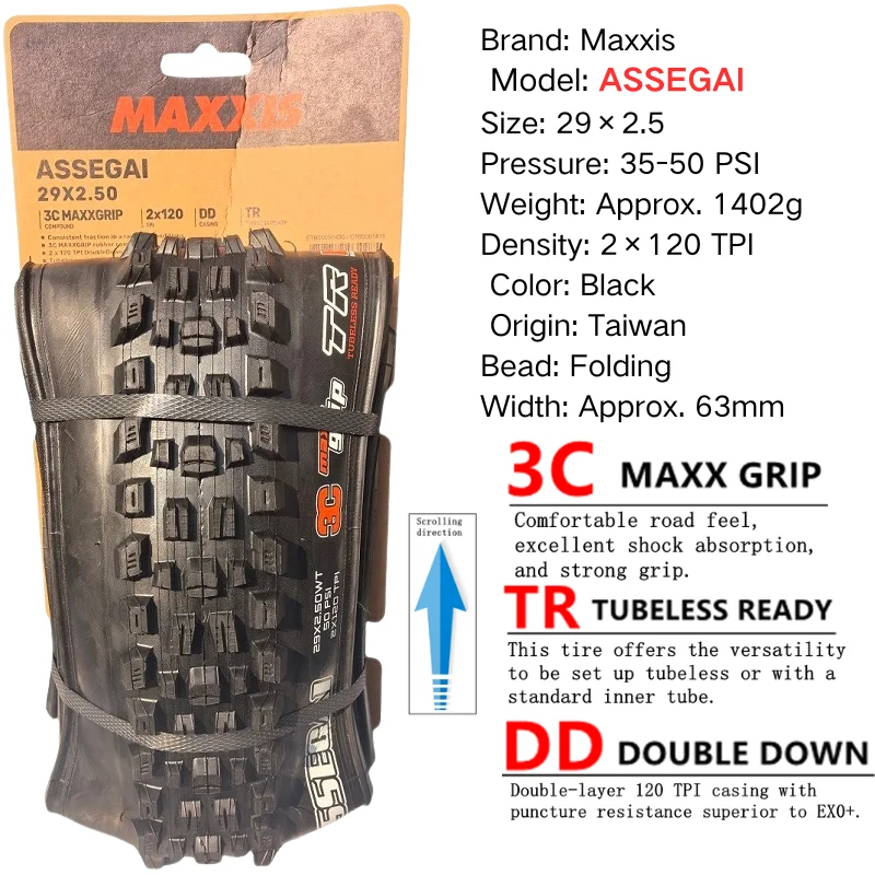 Maxxis ASSEGAI 27,5 29X2,5 Zoll Downhill Folding Vacuum Pannensicher ist ein hochfester Quick Drop-Reifen von Maxxis – Detail 12