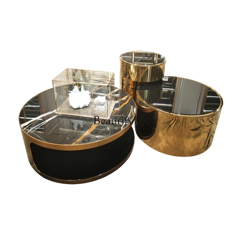 

Черно-золотистый мраморный чайный столик Lauren, роскошный постмодернизированный минималистичный гостиной, итальянский Минимализм