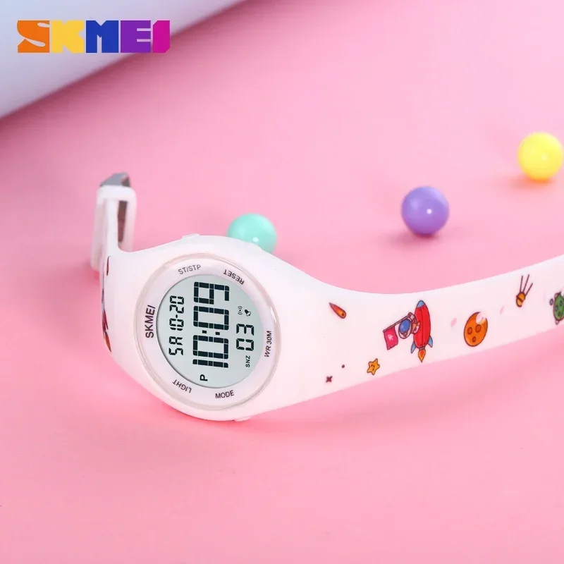 Reloj de pulsera SKMEI resistente al agua con luz trasera cronógrafo y cuenta atrás para niños y niñas, bonito reloj con patrón de Panda de dibujos animados 1865