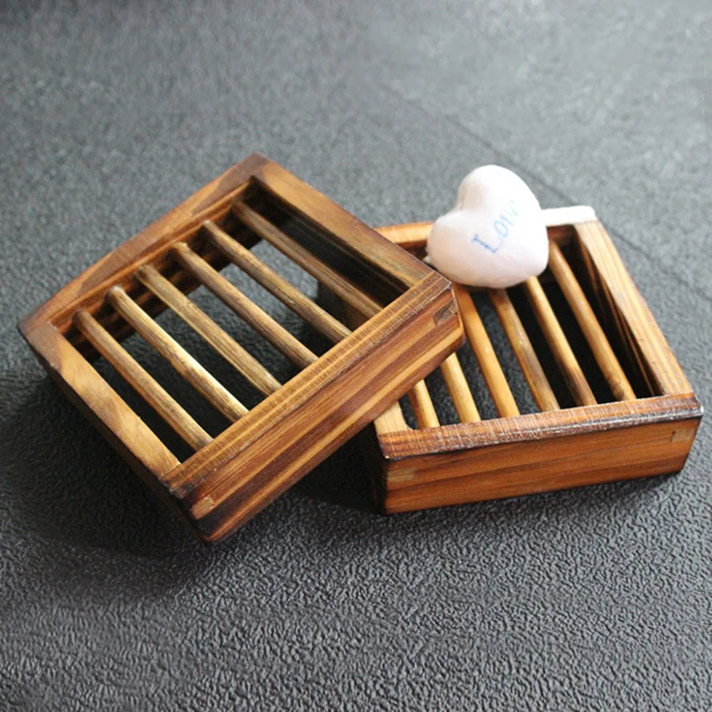 

1Pcs Soap Dish Creative Hollow Soap Holder Easy Clean Non Deform Wood Tray for Toilet Counter Top Bathroom Use
