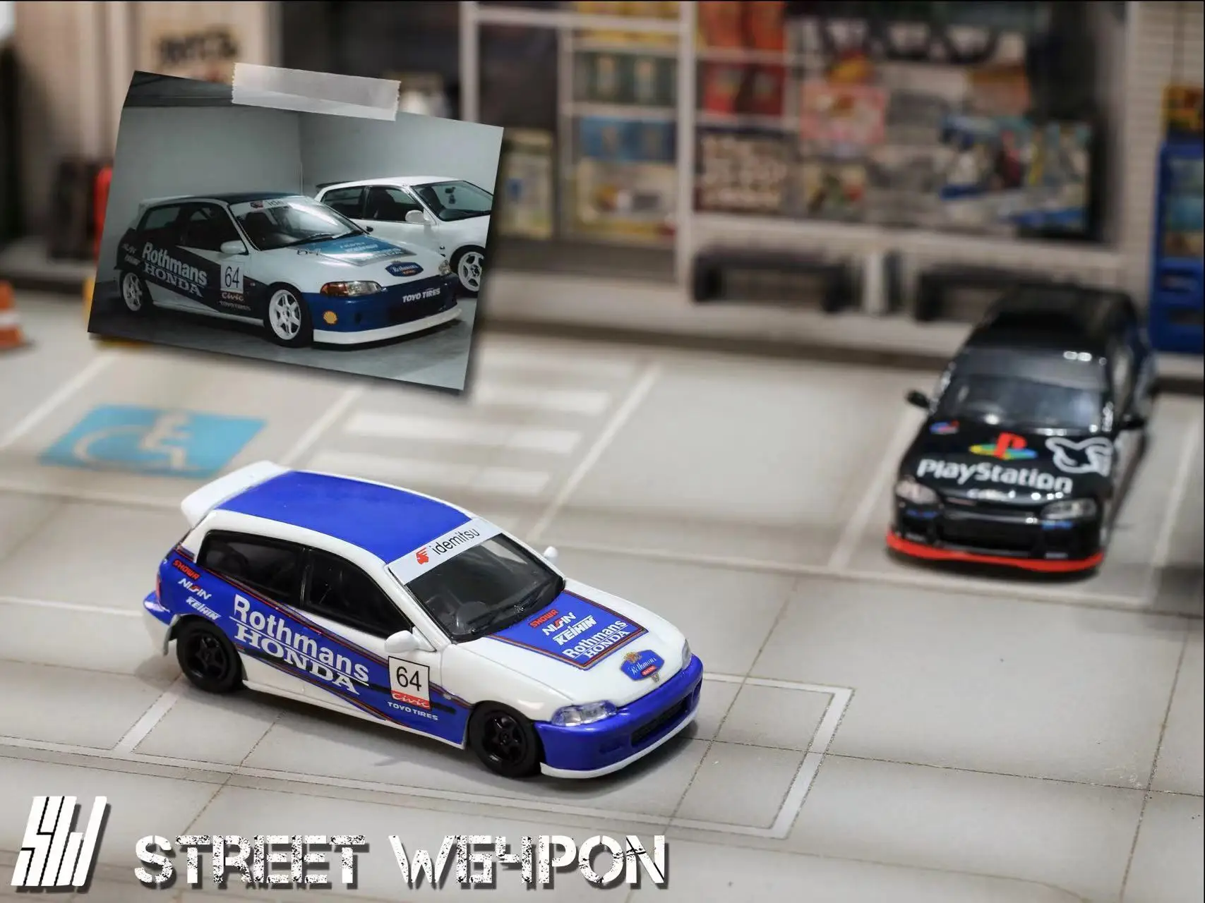 スプーンカー1:64シビックeg6,白と黒,事前注文