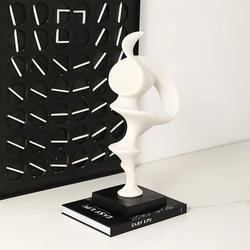 Italian minimalist abstract sandstone dancer sculpture, villa hotel porch living room creative home decoration