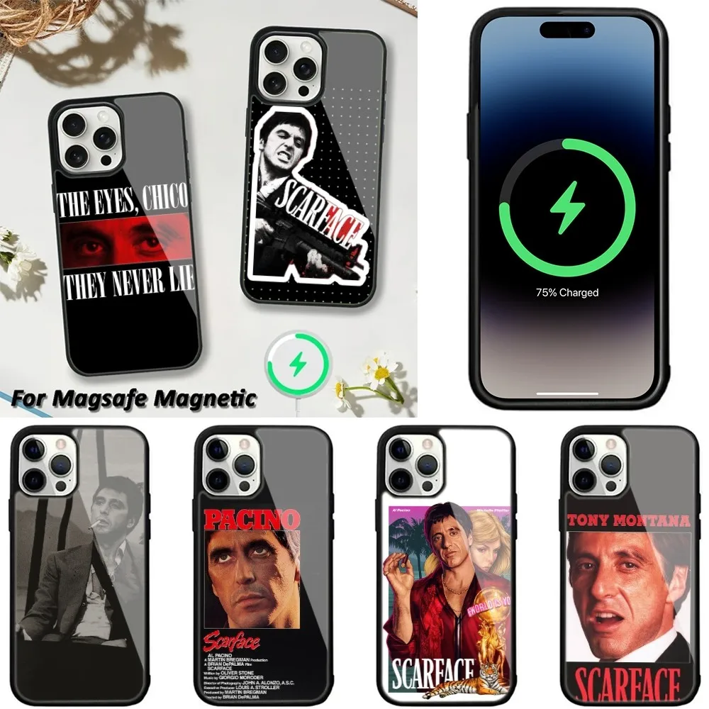 S-Scarface Al P-Pacino  Phone Case For iPhone 15,14,13,12,11 Pro Max Plus Wireless Charging