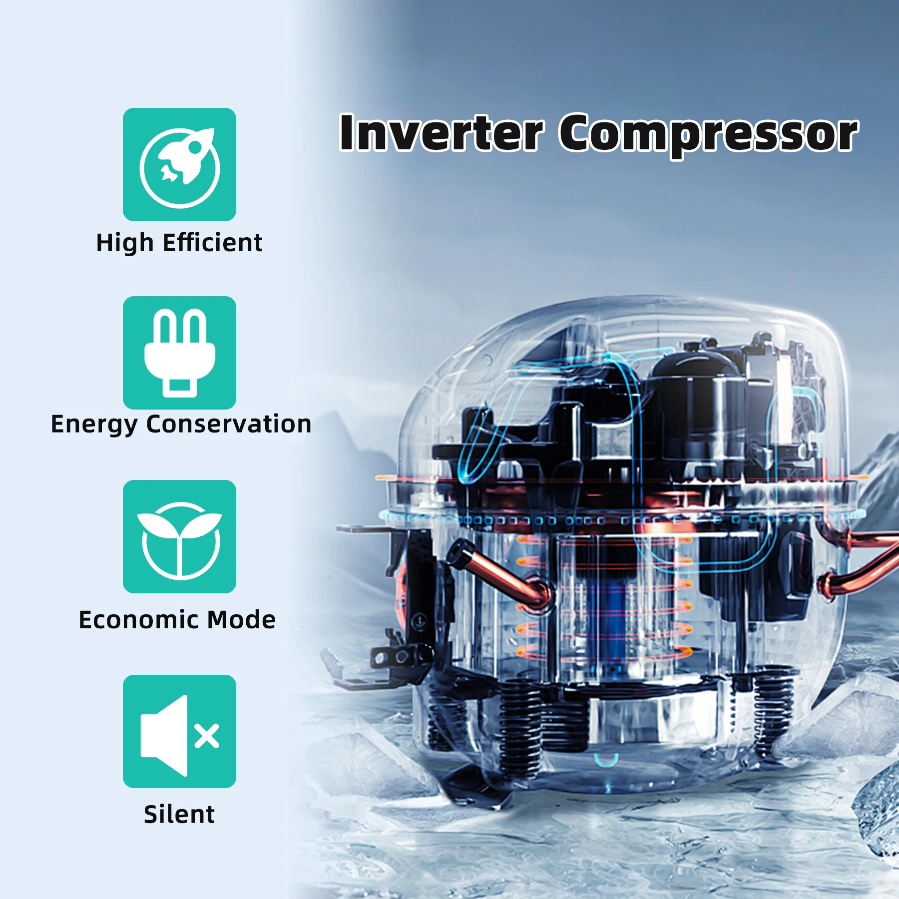 iceBlue 15.6 Cu.Ft. Side-by-side Refrigerators Stainless Steel Beverage Fridge with Freezer Temperature Control Fridge - Black