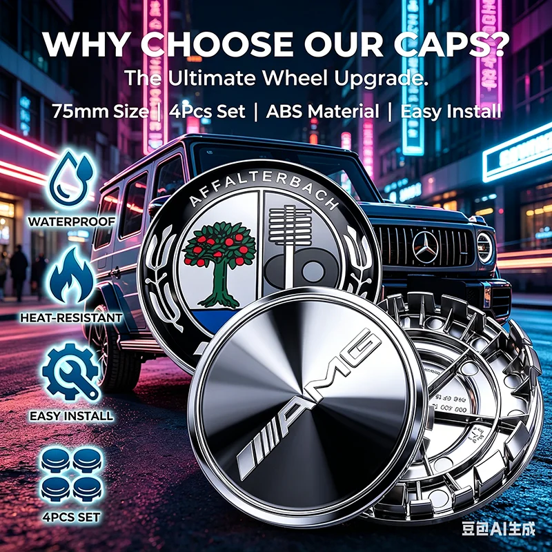 

4Pcs Car Emblem Wheel Hub Center Cap Sticker Rim Badge Cover For Mercedes-Benz W166 W212 W204 C E ML GL GLK Class X166 X204