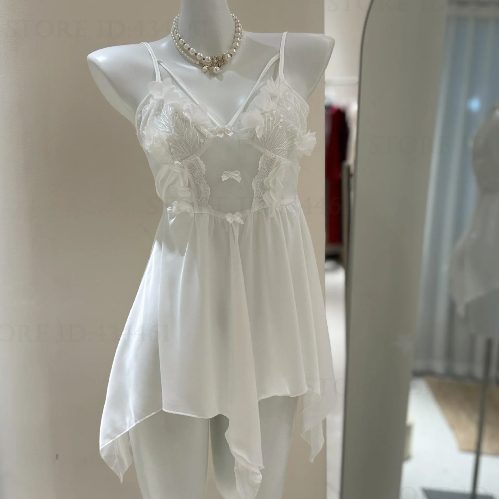 

Sexy Suspender Nightgown Intimate Lingerie Summer New Sleepwear Home Dressing Gown Loose Casual Satin Nightdress Lounge Wear