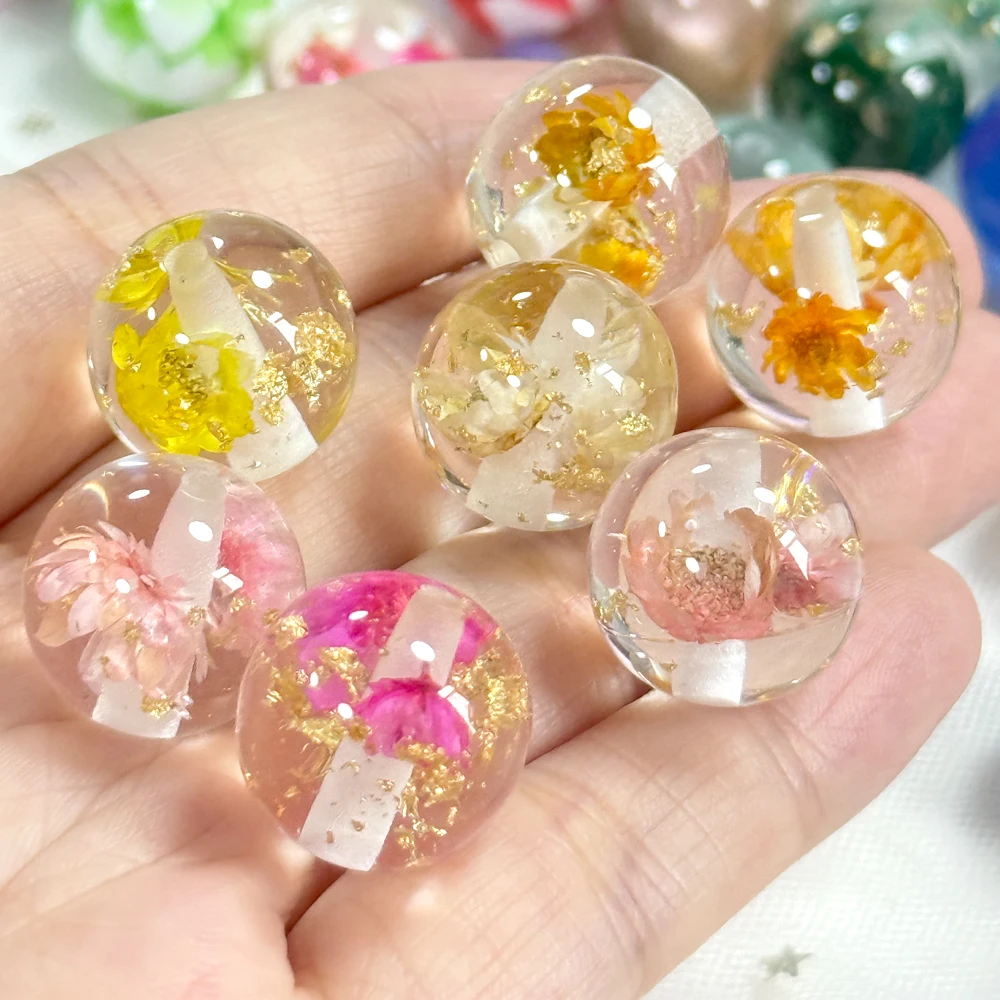 16mm Mermaid Glitter Colorful Flower Resin Beads Round Loose Spacer Beads For Jewelry Making DIY Bracelet Necklace Handmade