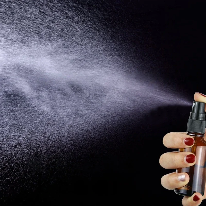 2 Stück 5 ml-100 ml leere bernsteinfarbene kleine Glassprühflaschen mit feinem Nebel, Set für ätherische Öle, Parfüm-Reinigungslösungen, nachfüllbar