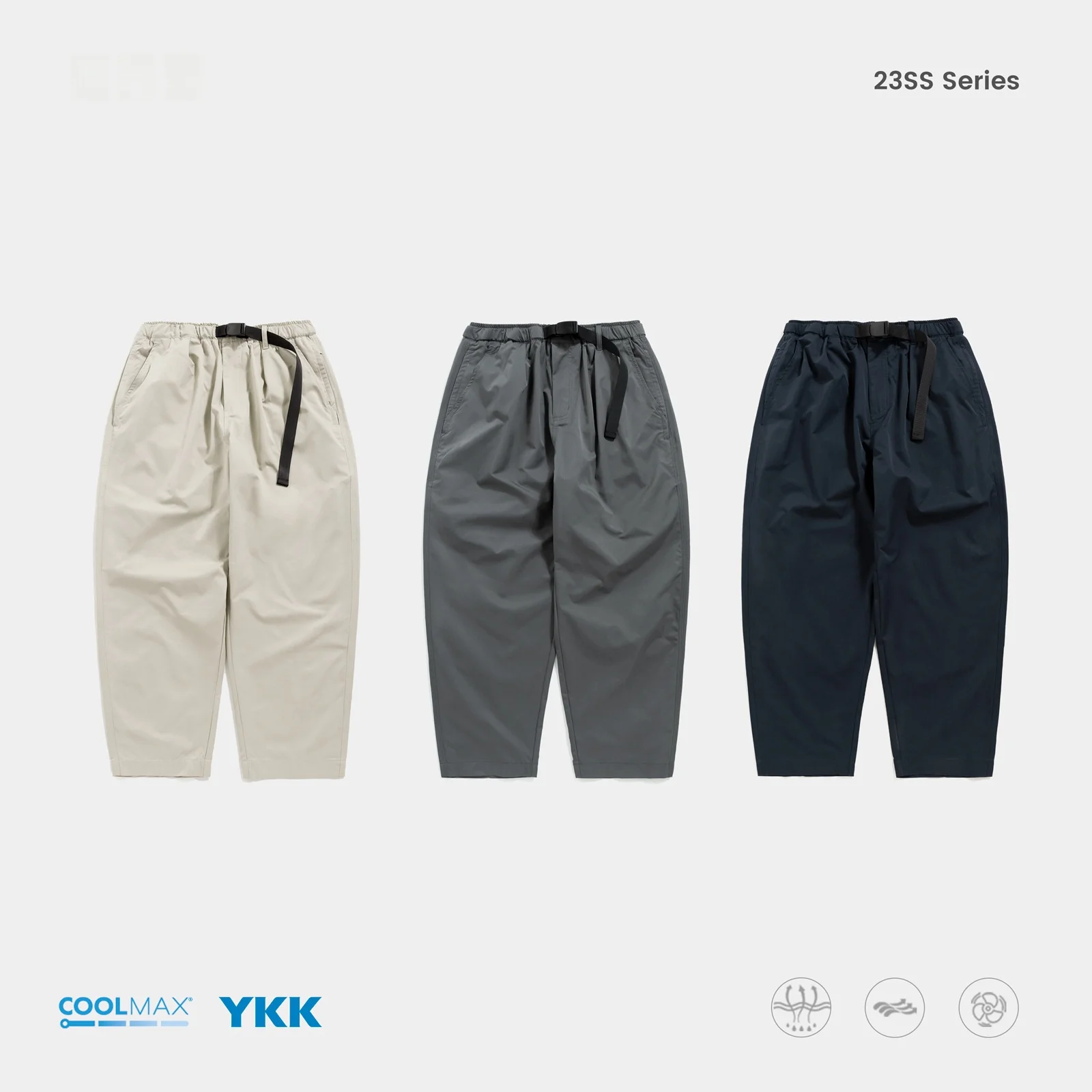 

Мужские дышащие быстросохнущие брюки Coolmax с поясом и множеством карманов, повседневные, прямого кроя, летняя коллекция в японском стиле