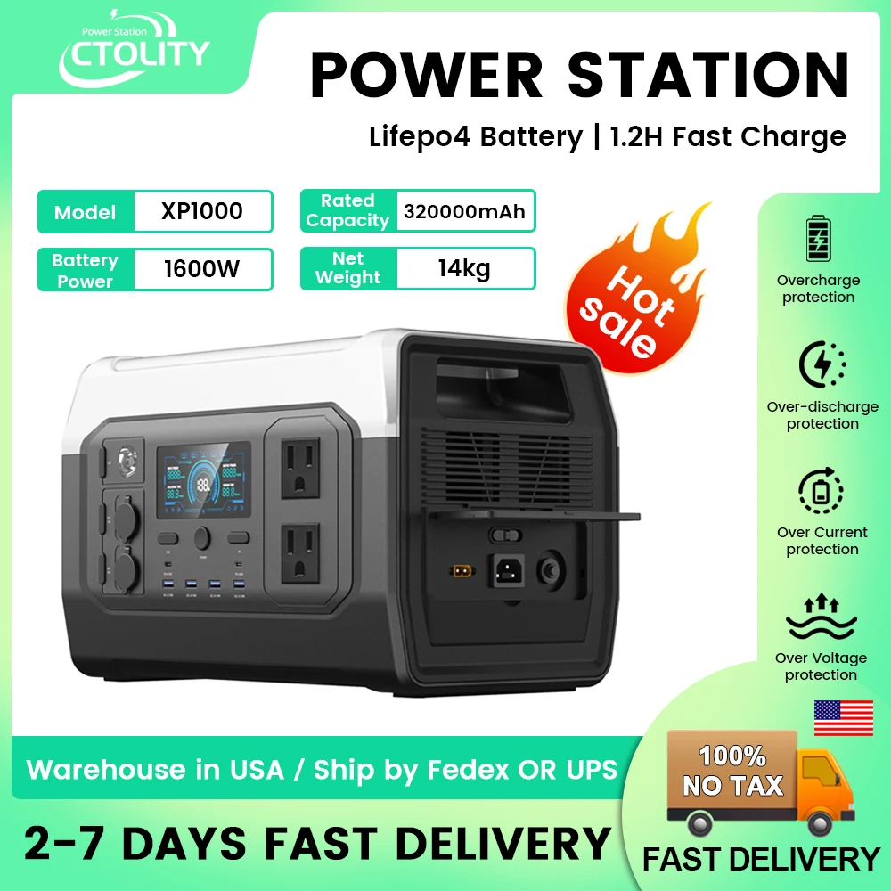 1024Wh 1800W Camping Portable Power Station 1000W  Lifepo4 Battery Emergency Powe EU/UA Warehouse Fast Shipping Emergency Energy