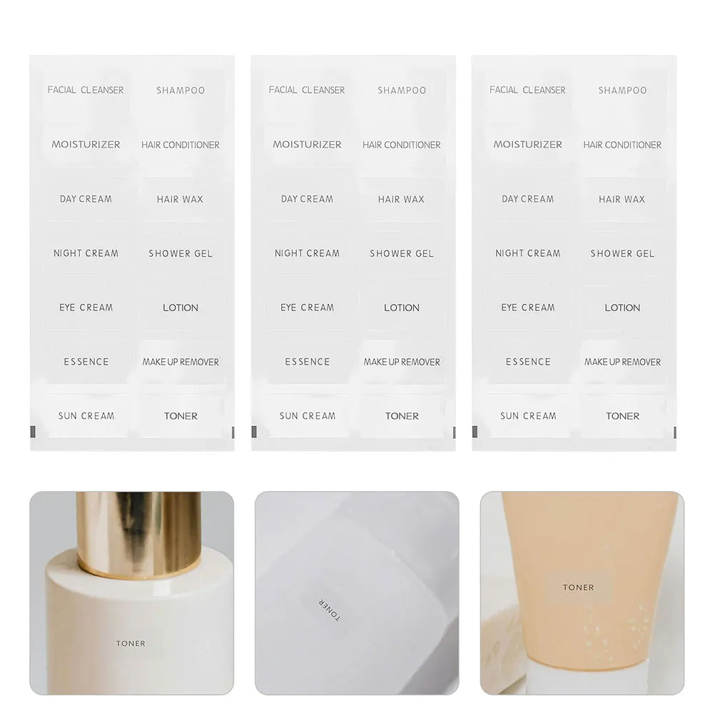 20pcs Travel Toiletry Labels Clear Pvc Stickers For Shampoo Bottles Removable Easy Peel Off Organization Labels Cosmetics