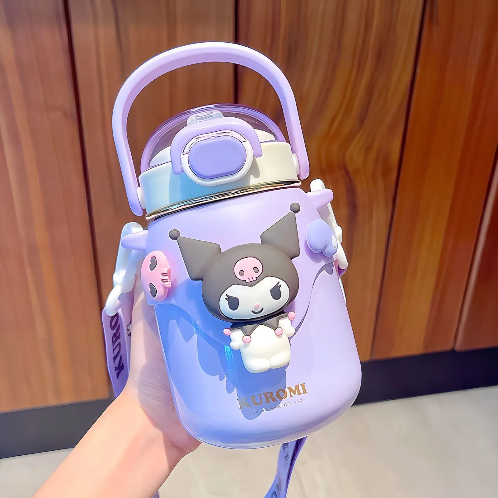 

Insulated Water Bottle 316 Stainless Steel Large Capacity Cute Cartoon Adjustable Strap Fashion Portable Tumbler For Teen Girls