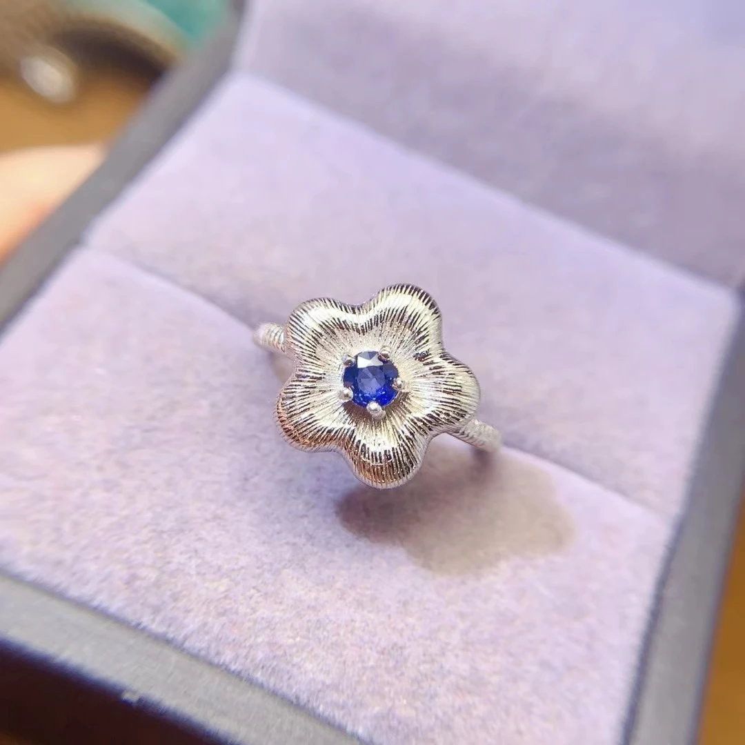 KJJEAXCMY Natural Sapphire Ring S925 silver , electroplated locking color process, high clarity Full of luster Support testing