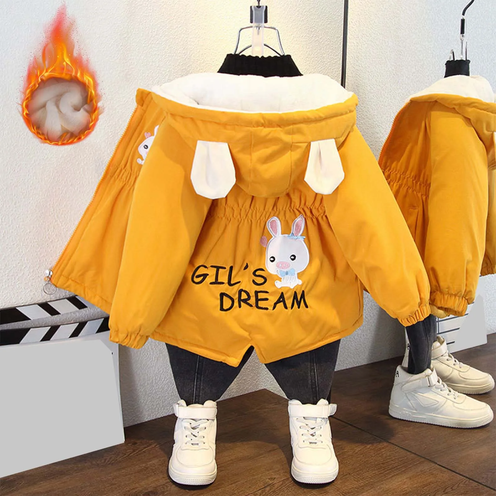 

2025 Kids Winter Jackets For Children Cute Cartoon Printed Hooded Jacket Outdoor Windproof Overcoat For Boy Girl Clothes Hot